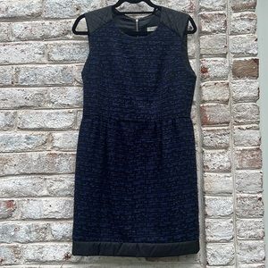 Sandro Navy Blue And Black Tweed And Wool Dress